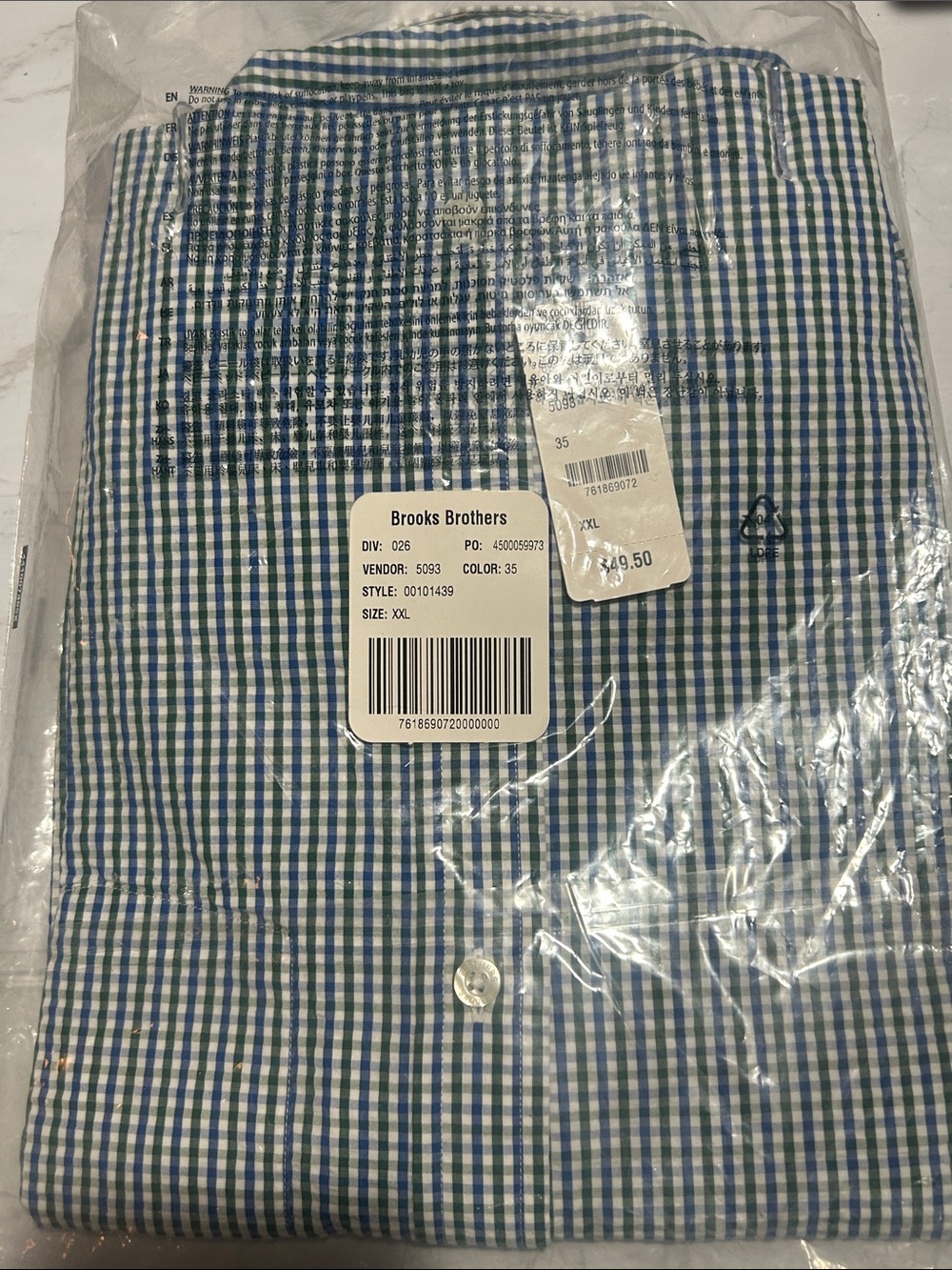 Brooks Brothers Blue and Green Gingham Button-Down Shirt - Picture 5 of 7